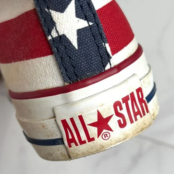 Vintage Converse Chuck Taylor All Star American Flag High Tops Sneakers M 3 W 5 - Picture 2 of 10